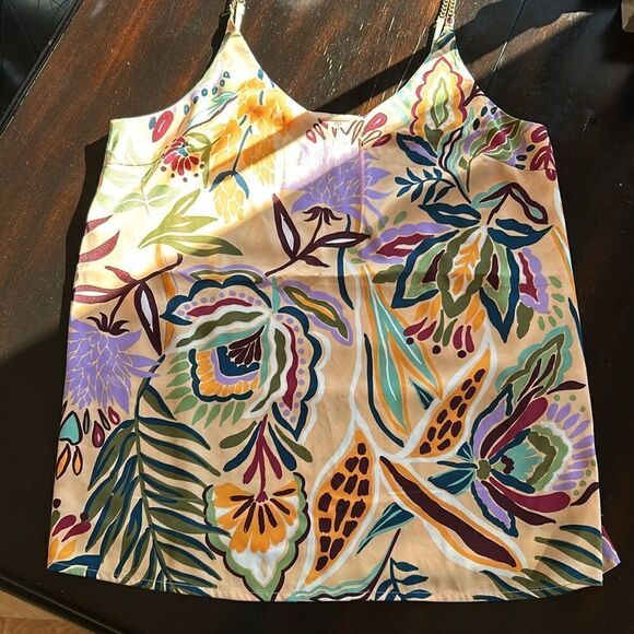 Cupcakes and Cashmere sleeveless top shoulder chain straps adjustable floral Med - Picture 1 of 15